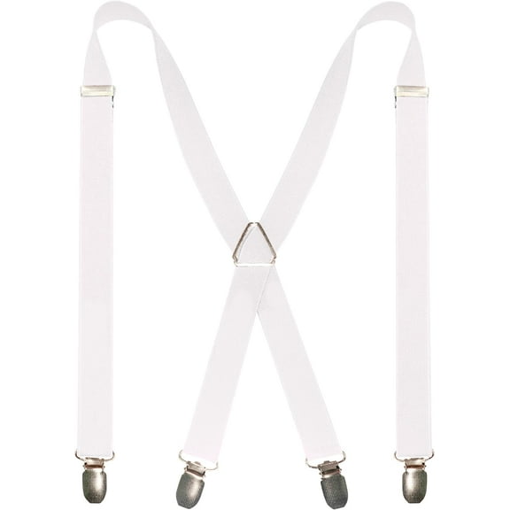 Mens Solid Color Suspender with 4 Clips Adjustable Braces