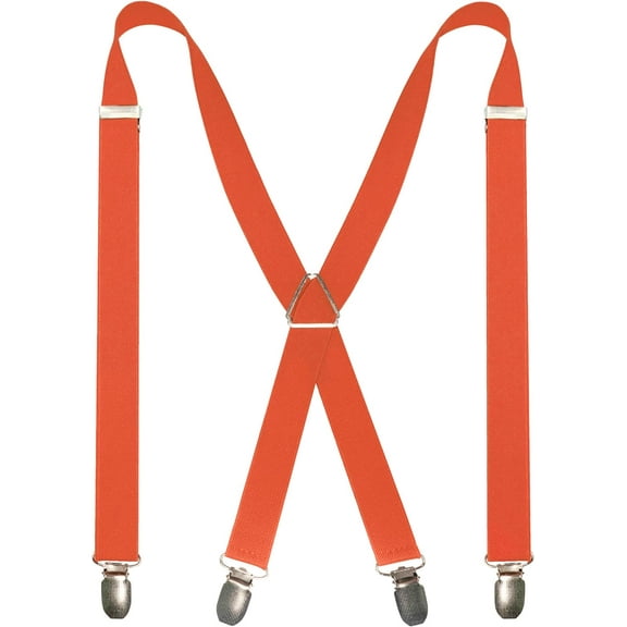 Mens Solid Color Suspender with 4 Clips Adjustable Braces