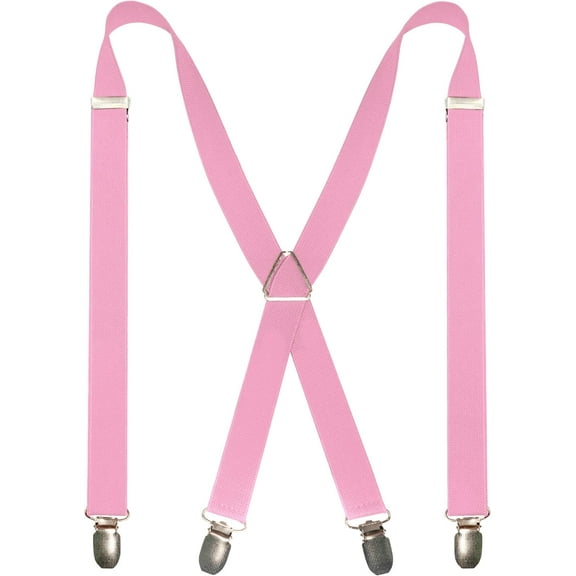 Mens Solid Color Suspender with 4 Clips Adjustable Braces