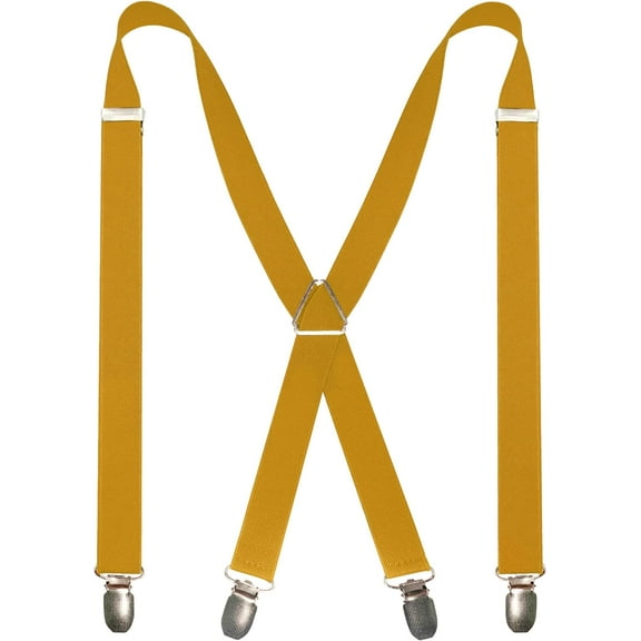 Mens Solid Color Suspender with 4 Clips Adjustable Braces