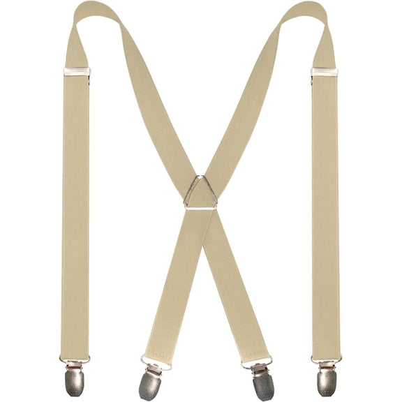 Mens Solid Color Suspender with 4 Clips Adjustable Braces