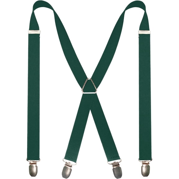 Mens Solid Color Suspender with 4 Clips Adjustable Braces