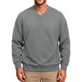 thumbnail image 1 of Mens Solid Color Sweatshirts Casual Long Sleeve Loose Fit V Neck Drop Shoulder Top Soft Fall Winter Pullover Shirts Light Gray M, 1 of 6
