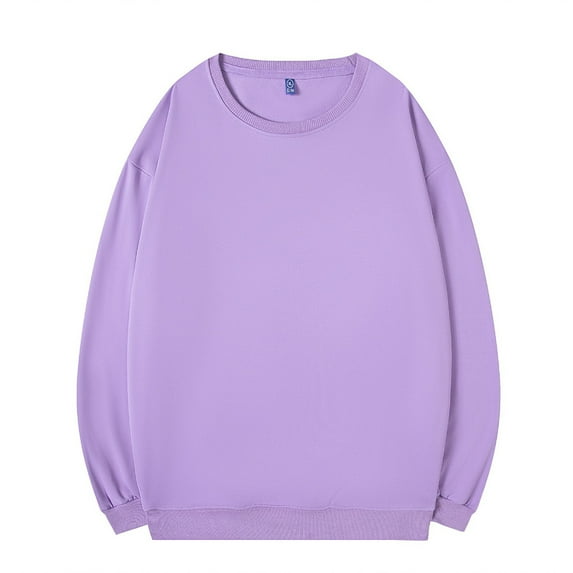 Mens Solid Color Sweatshirts Cotton Sweatshirt Drawstring Pullover Casual Long Sleeve Shirts Sweater Top Purple XL