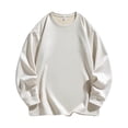 thumbnail image 1 of Mens Solid Color Sweatshirts Soft Cotton Crewneck Pullover Tops Long Sleeve Loose Casual Fall Winter Clothes (3XL, Beige), 1 of 7