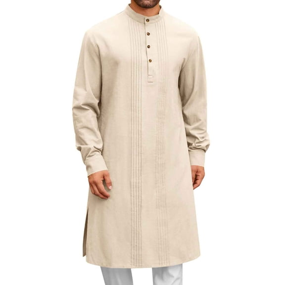 Mens Solid Color Thobe, Traditional Design, Comfortable & Breathable, Suitable for Cultural Events, Religious Gatherings, and Daily Wear