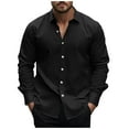 thumbnail image 1 of Mens Solid Color Turn Down Collar Shirts Long Sleeve Button Front Blouses Casual Fashion Shirt Top, 1 of 6