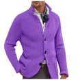 thumbnail image 1 of Mens Solid Color Waffle Knit Cardigan Button Up Blazer Jacket Slim Fit Sweater Coat Color: Purple Size: M, 1 of 4