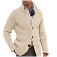 thumbnail image 1 of Mens Solid Color Waffle Knit Cardigan Button Up Blazer Jacket Slim Fit Sweater Coat Color: White Size: XXXXXL, 1 of 4
