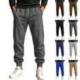 thumbnail image 1 of Mens Solid Jogger Sweatpants Elastic Drawstring Waist Cuffed Ankle Sweat Pants with Pockets for Workout, 1 of 5