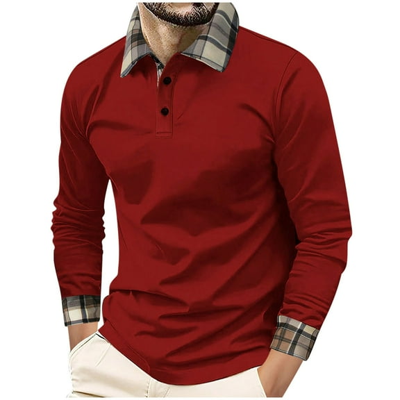 Mens Solid Lapel Button Up Sweatshirt Button Lapel Long Sleeve Blouses Slim Fit Comfort Casual Tops Casual Warm Athletic Stretch Shirts Running Gym Golf Clothes