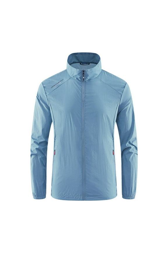 Mens Solid Lightweight Dry-Fit Long Sleeve Full Zip Jacket Athletic Running Sun-proof Jacket