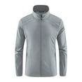 thumbnail image 1 of Mens Solid Lightweight Dry-Fit Long Sleeve Full Zip Jacket Athletic Running Sun-proof Jacket, 1 of 2