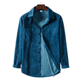 thumbnail image 1 of Mens Solid Long Sleeve Ribbed Button Down Corduroy Shirt Jacket Casual Spring Fall Pocket Shacket Jacket, 1 of 3