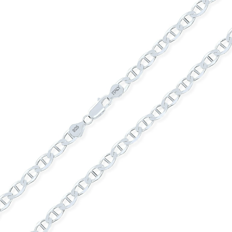 Mens Solid Mariner Anchor Link Chain Necklace .925Sterling Silver