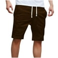 thumbnail image 1 of Mens Solid Shorts Drawstring Elastic High Waist Cotton Blend Casual Shorts with Pockets Brown,L, 1 of 6