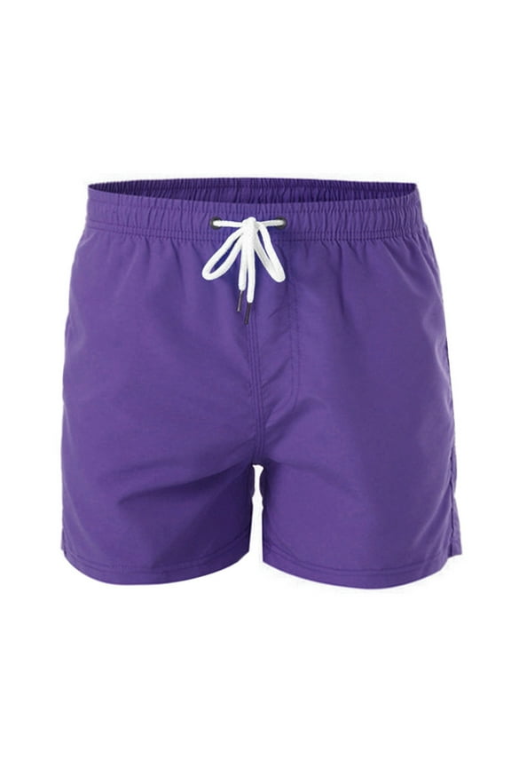 Mens Solid Sports Net Beach Shorts Quick Dry with Inner Casual Pants Swimwear Purple XXL