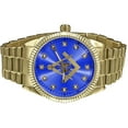 thumbnail image 1 of Mens Solid Stainless Steel Back Blue Dial 40mm Gold Tone Freemason G Compass Masonic Metal Band  Wrist Watch, 1 of 4