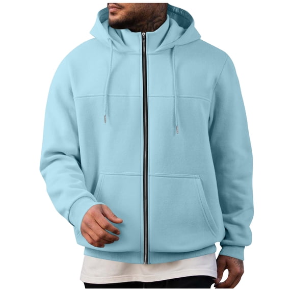 Mens Solid Sweatshirs Long Sleeve Hoodies Zipper Up Sweater Hooded Athletic Stretch Ultra Soft Textured Sweatshirts Relaxed Fit Jackets with Pockets