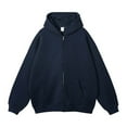 thumbnail image 1 of Mens Solid Zip Up Hoodie Drawstring Hooded Long Sleeve Vintage Sweatshirts Jackets Pockets Basic Outerwear Jackets Coats Warm Winter Vibes Trendy, Navy (5X-Large), 1 of 1