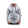 thumbnail image 1 of Mens Solid Zip Up Hoodie Classic Winter Hooded Sweatshirt Jacket Coat Top Tops, 1 of 4