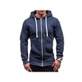 thumbnail image 1 of Mens Solid Zip Up Hoodie Classic Winter Hooded Sweatshirt Jacket Coat Top Tops, 1 of 4