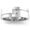 thumbnail image 1 of Mens Solitaire Diamond Engagement Ring, Mens Wide Shank Diamond Ring, Mens Stackable Diamond Ring, 14K White Gold Plated, 0.75 Ct Simulated Diamond, Anniversary Gift Ring For Husband, 1 of 3