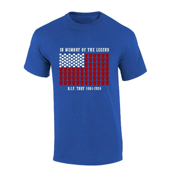 Mens Solo Cup Tshirt R.I.P. The Legend Toby Short Sleeve T-shirt-Heather Royal-4xl