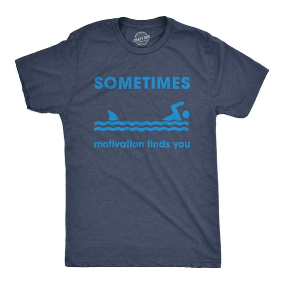 Mens Sometimes Motivation Finds You T Shirt Funny Shark Tee Graphic Tees