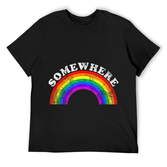 Mens Somewhere Over the Rainbow | Vintage Pride T-Shirt Black