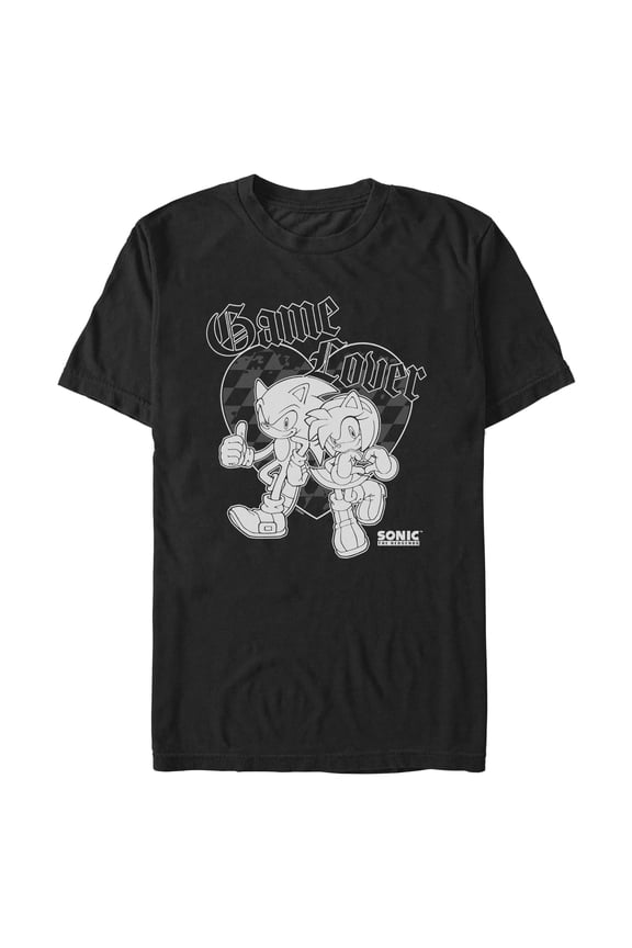 Mens Sonic the Hedgehog Game Lover Heart T Shirt