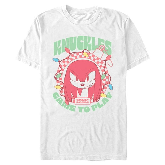 Mens Sonic the Hedgehog Knuckles Game To Play Christmas Lights T Shirt