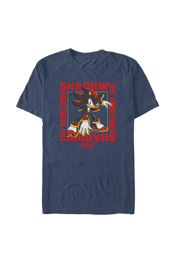 Mens Sonic the Hedgehog Shadow Text Frame T Shirt