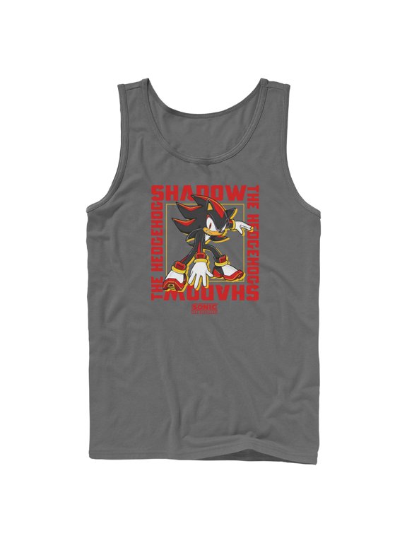 Mens Sonic the Hedgehog Shadow Text Frame Tank Top