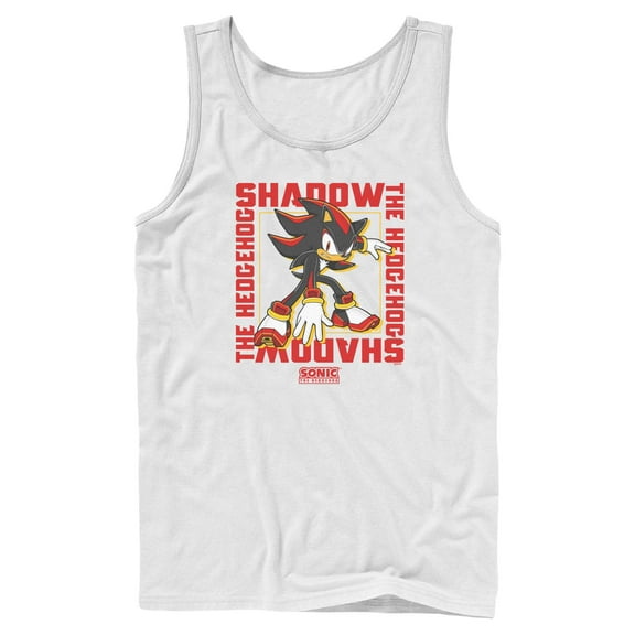 Mens Sonic the Hedgehog Shadow Text Frame Tank Top