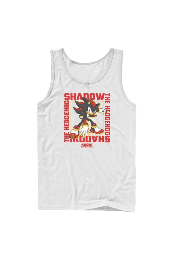 Mens Sonic the Hedgehog Shadow Text Frame Tank Top