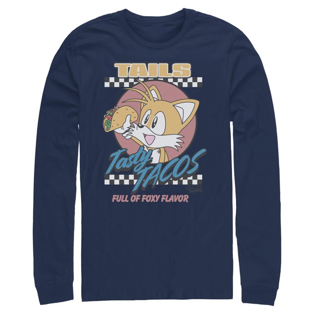 Mens Sonic the Hedgehog Tails Tasty Tacos Long Sleeve Shirt