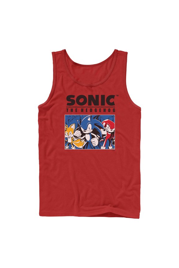 Mens Sonic the Hedgehog Trio Group Shot Tank Top