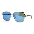 thumbnail image 1 of Mens Sophisticated Rectangular Flat Top Euro Style Metal Rim Sunglasses Gold Black - Blue Mirror, 1 of 4