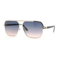 thumbnail image 1 of Mens Sophisticated Rectangular Flat Top Euro Style Metal Rim Sunglasses Gold Black - Peach, 1 of 4