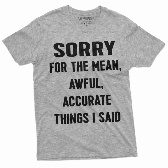 Mens Sorry For The Mean Awful Accurate Things I Said Funny Saying Tee Shirt T-Shirt (3X-Large Grey)