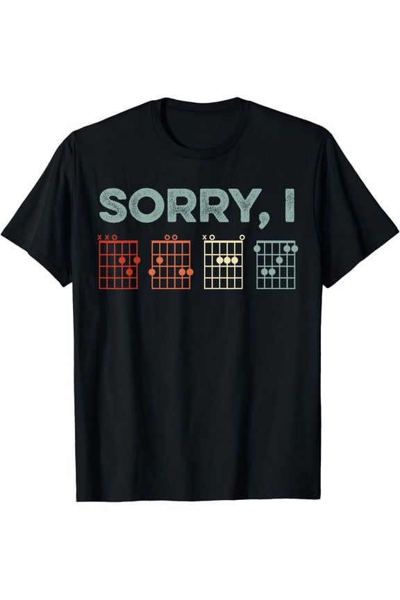 Mens Sorry I-DGAF Hidden Message Guitar Chords Music Note T-Shirt