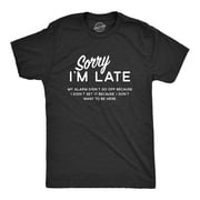 Mens Sorry I'm Late T Shirt Funny Sarcastic Sleeping Tee for Guys Graphic Tees