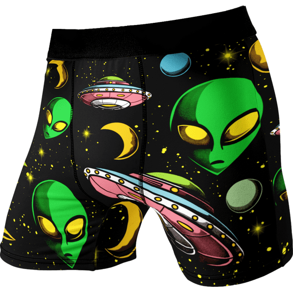 Mens Space Alien UFO Funny Boxer Briefs Novelty Boxers Humorous Underwear Gag Gift
