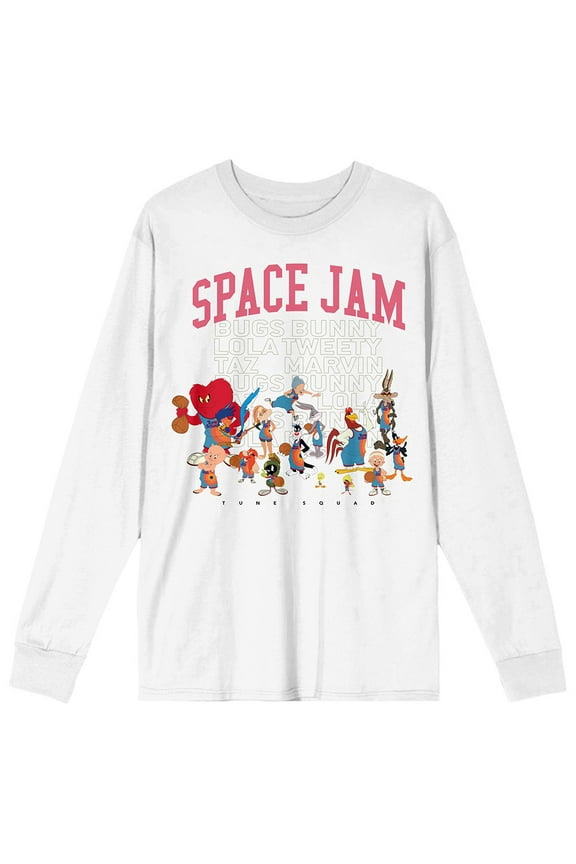 Mens Space Jam 2 A New Legacy Looney Tunes White Long Sleeve Shirt-L