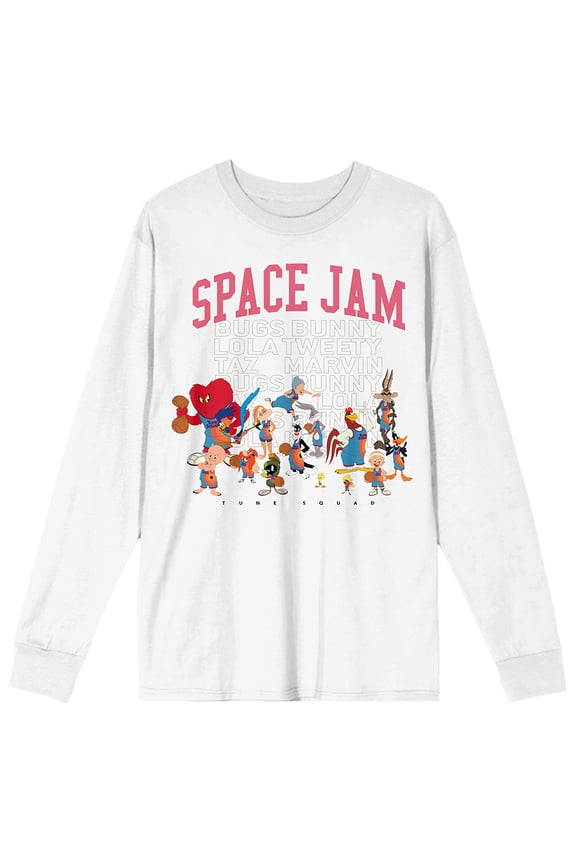 Mens Space Jam 2 A New Legacy Looney Tunes White Long Sleeve Shirt-XXL