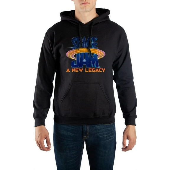 Mens Space Jam 2 Animated Movie Logo Black Hooded Sweatshirt-3XL