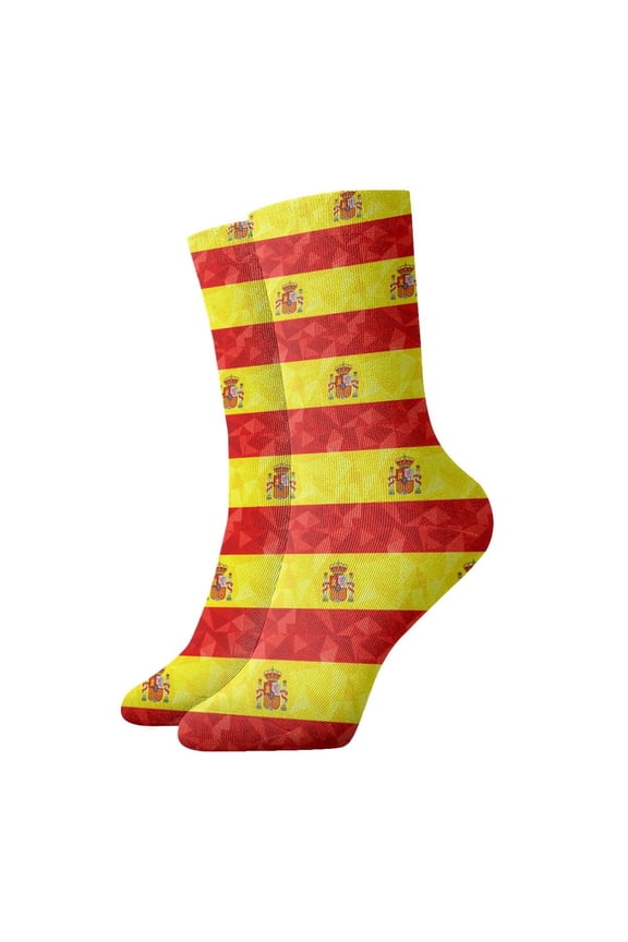 Mens Spanish Flag Novelty Ankle Socks Womens Comfort Casual Quarter Socks