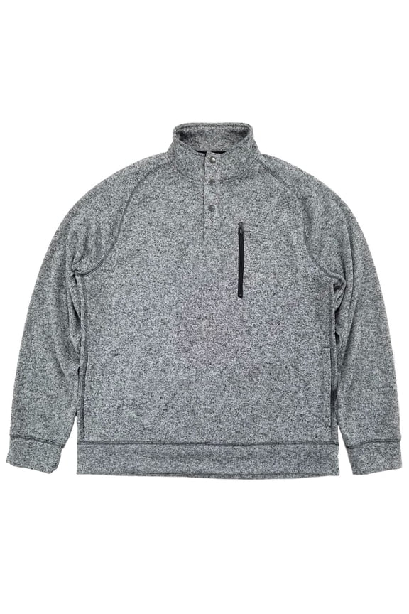Mens Speckled Gray 1/4 Snap Mockneck Fleece Sweatshirt Jacket 3XB