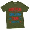 thumbnail image 1 of Mens Spelling Tea Since 1776 4Th Of July T-Shirt Independence Day Fourth Funny Tshirt (4X-Large Military Green), 1 of 6